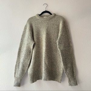 Vintage 60s 70s Wool Knit Grey Sweater Tall XL